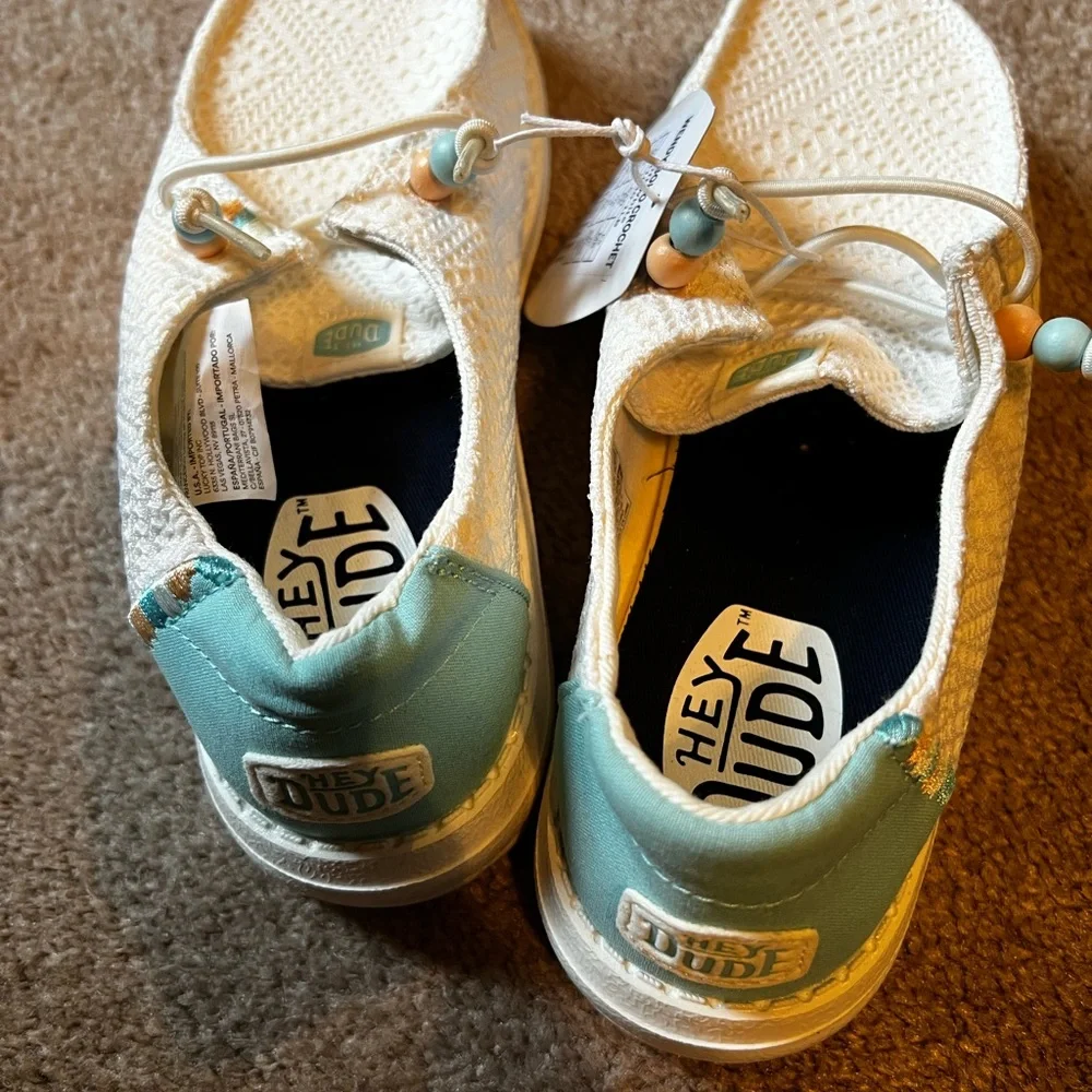Hey Dude White and Turquoise Casual Shoes - Picture 3 of 6